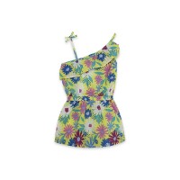 GREEN FLOWERS POPLIN DRESS FOR GIRLS READY TO BLOOM