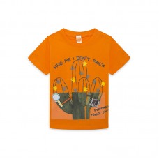 ORANGE PRINTED JERSEY T-SHIRT FOR BOYS FUNCACTUS