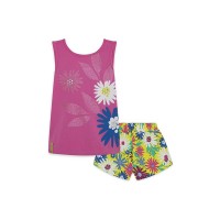 PINK FLOWERS JERSEY T-SHIRT AND SHORTS FOR GIRLS READY TO BLOOM