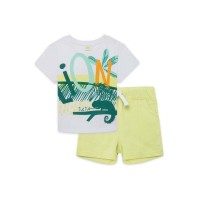 WHITE CORDS JERSEY T-SHIRT AND BERMUDAS FOR BOYS IN THE JUNGLE