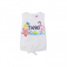WHITE MESSAGE JERSEY T-SHIRT FOR GIRLS TAHITI