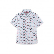 WHITE PRINTED POPLIN SHIRT FOR BOYS SURF CLUB