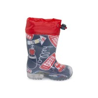 BLUE PRINTED LIGHT UP RAINBOOTS FOR BOYS HELLO LONDON