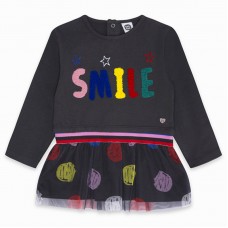 JERSEY AND TULLE DRESS MESSAGE FOR GIRLS GREY ARE YOU READY?