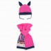 KNITTED HAT AND SCARF BUNNY FOR GIRLS PINK HOOP