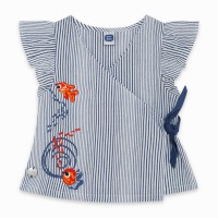 BLUSA PLANA FANTASÍA LAZO NIÑA AZUL KAMOGAWA