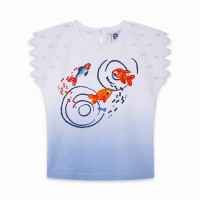 CAMISETA PUNTO PECES NIÑA BLANCA KAMOGAWA