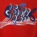 CONJUNTO CAMISETA Y SHORT PUNTO PECES NIÑA ROJO KAMOGAWA