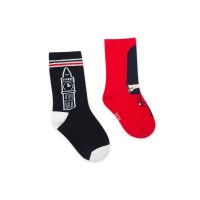 BLUE PRINTED 2 SOCKS SET FOR BOYS HELLO LONDON 